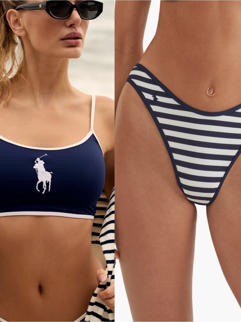 POLO RALPH LAUREN CROP SWIM TOP M AND HIGH BRIEF SWIM BOTTOMS IN SMALL